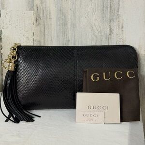 Gucci Sienna Tassel Clutch Python Leather